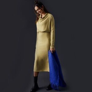 NWT Anthropologie Arabella Moss Drapey Midi Sweater Dress